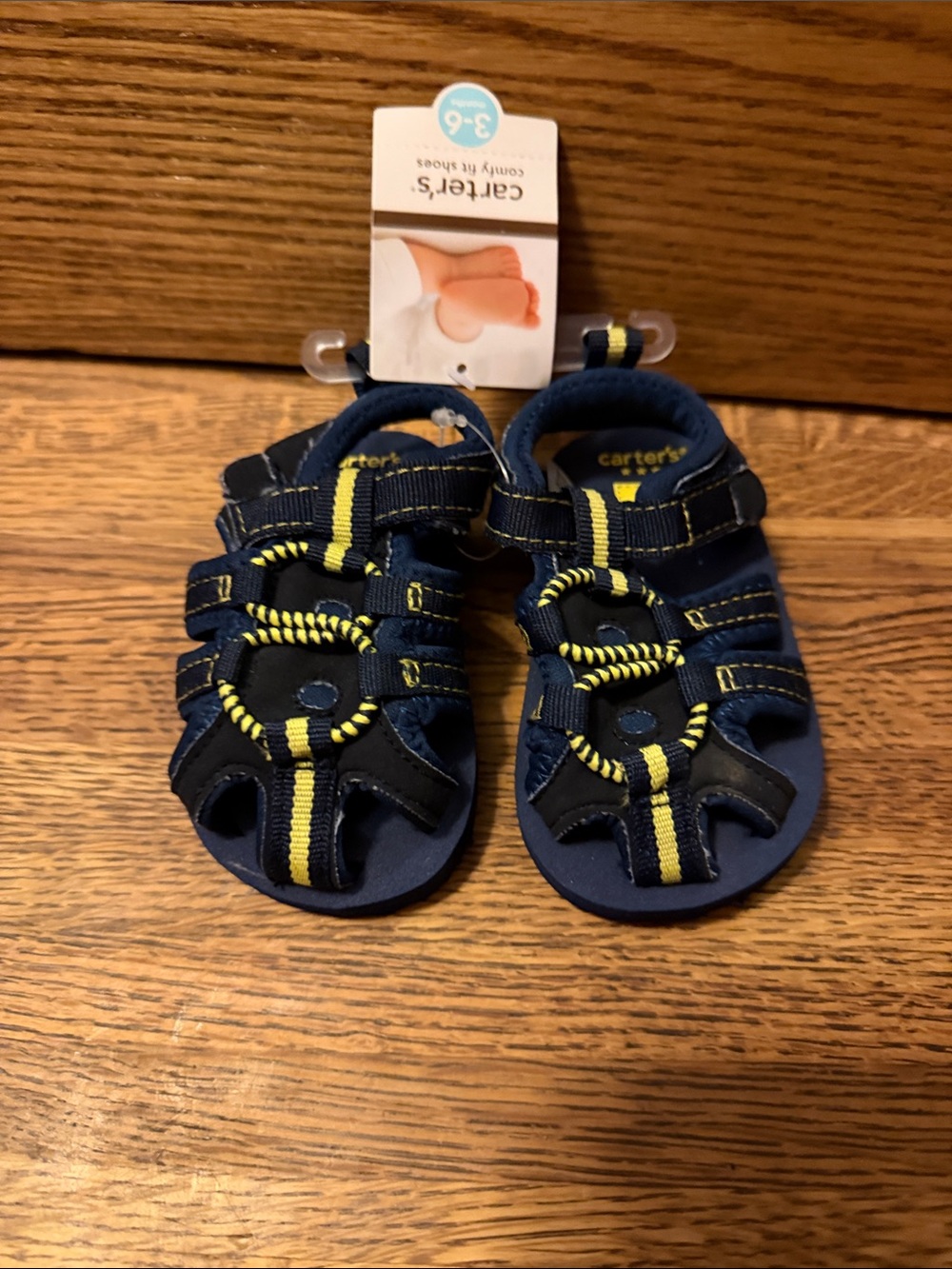 Brand new with tags size 2 baby 3-6 months Carter's Navy & Yellow Kids Sandals